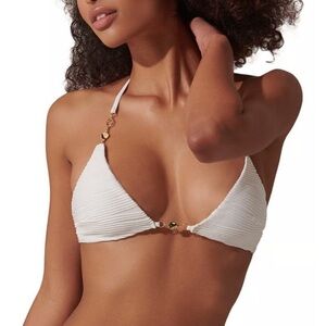 New! Bluebella Orta White textured Bikini Top with Gold Details 2274